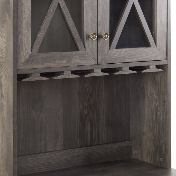 Wine Bar Cabinet with Wine Rack, Coffee Bar Cabinet with Glass Cabinet Doors, Kitchen Cabinet with Open Storage Shelves