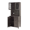 Wine Bar Cabinet with Wine Rack, Coffee Bar Cabinet with Glass Cabinet Doors, Kitchen Cabinet with Open Storage Shelves