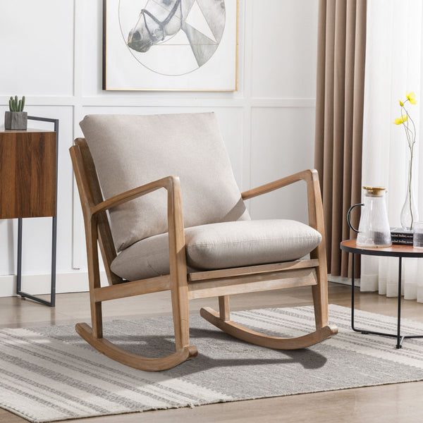 Zoller 26'' Wide Modern Soft Arm Rocking Chair with Wooden Frame and Removable Cushion