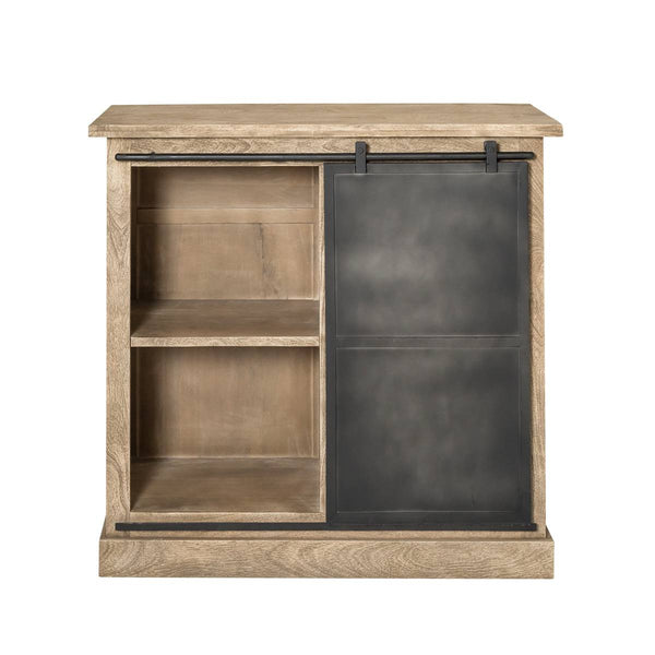 Helsinki brushed mango wood and metal bar cabinet