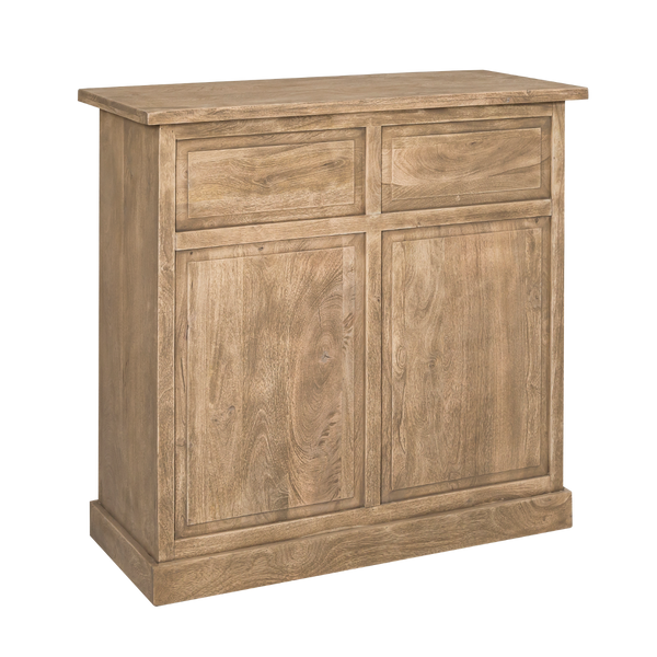 Helsinki brushed mango wood and metal bar cabinet