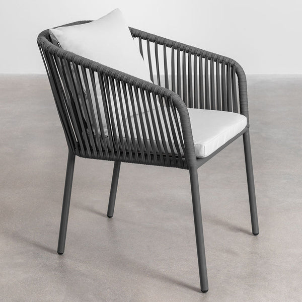 Arhiza Classic garden chair with aluminum armrests and braided rope
