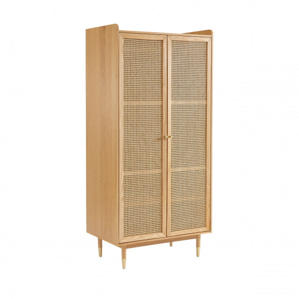 Bombong - Armoire 2 portes en bois et cannage