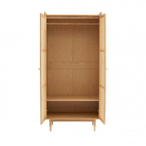 Bombong - Armoire 2 portes en bois et cannage