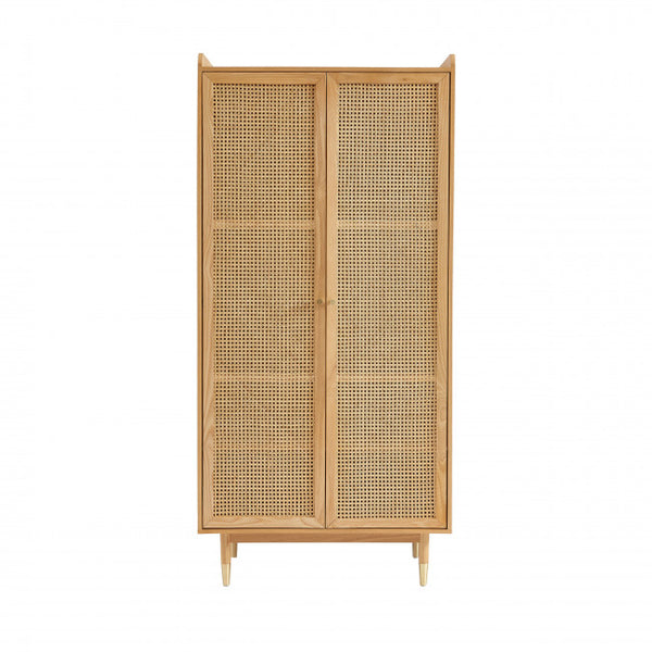 Bombong - Armoire 2 portes en bois et cannage