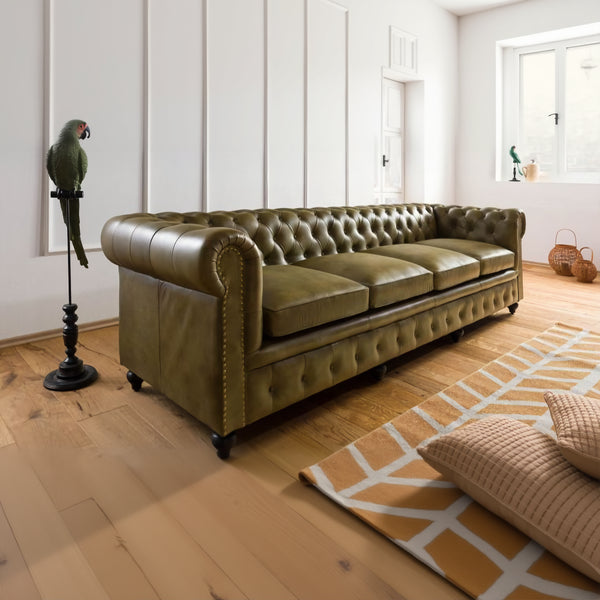 Daytona Leather Chesterfield Four Seater Sofa