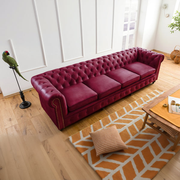 Fionna Leather Chesterfield Four Seater Sofa