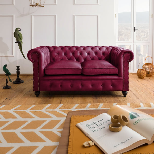 Fionna Leather Chesterfield Two Seater Sofa