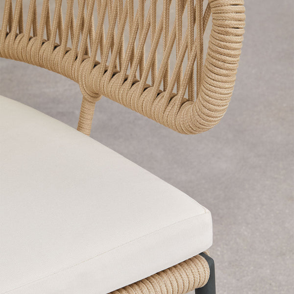 Calipso stackable garden chair in iron and braided rope