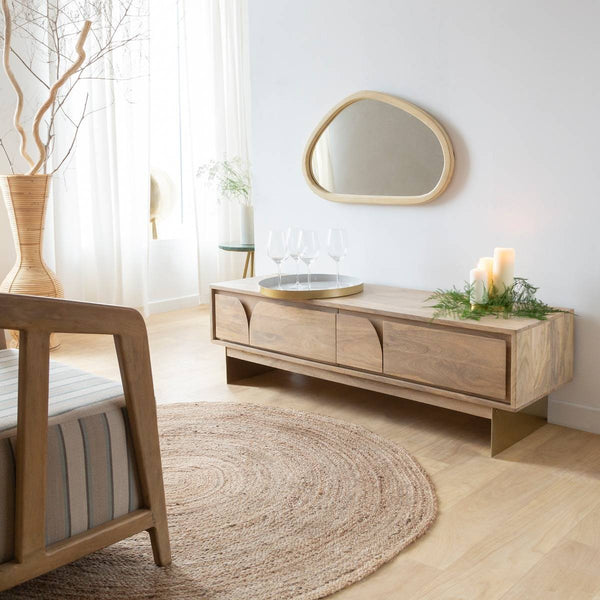 Marley Light Mango Wood Abstract Mirror