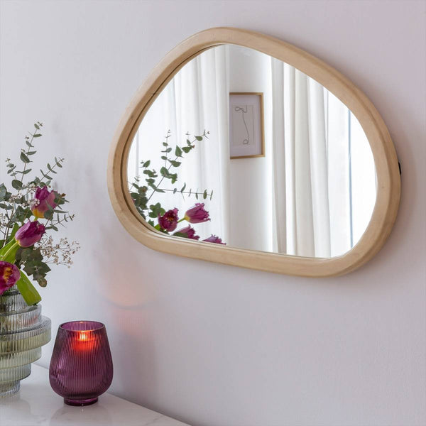 Marley Light Mango Wood Abstract Mirror