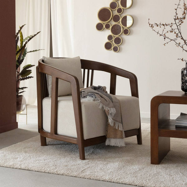 Terence mango wood and velvet armchair