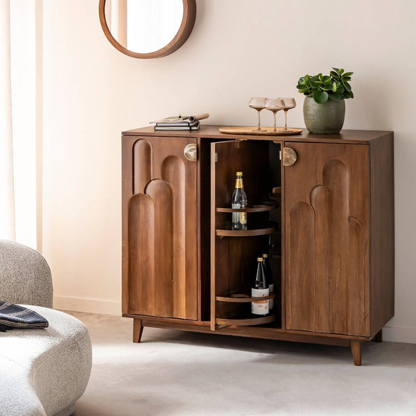 Elio mango wood bar cabinet