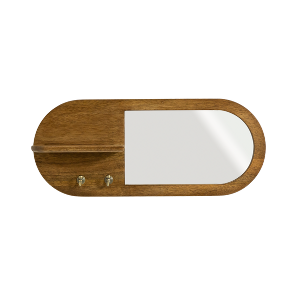 Remick dark mango wood oval mirror
