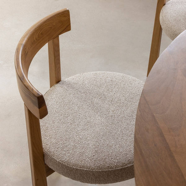 Aline elm wood and grey bouclé fabric chair (set of 2)