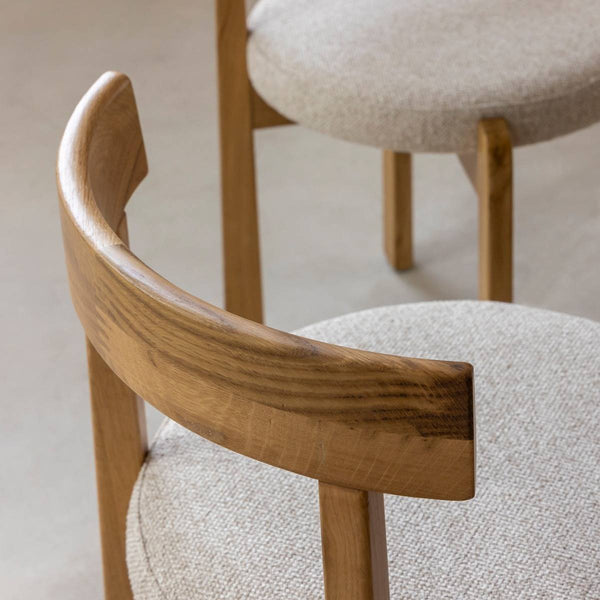 Aline elm wood and grey bouclé fabric chair (set of 2)