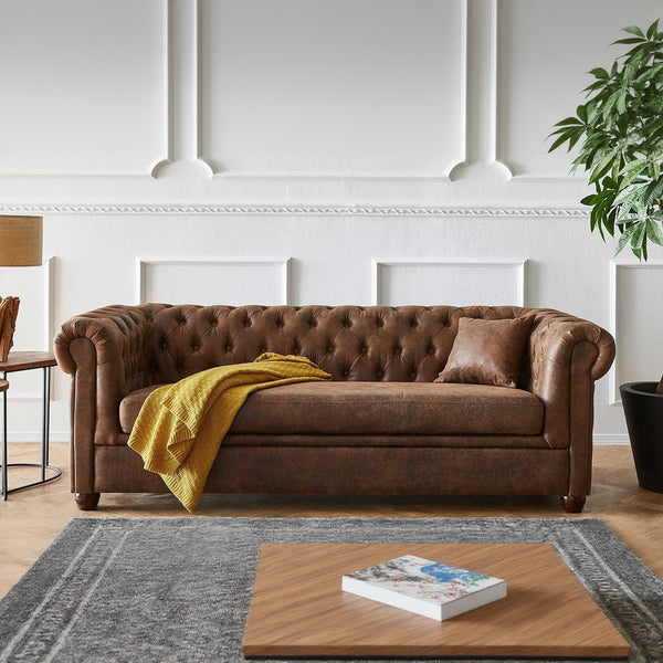 Capri Leather Chesterfield Three Seater Sofa