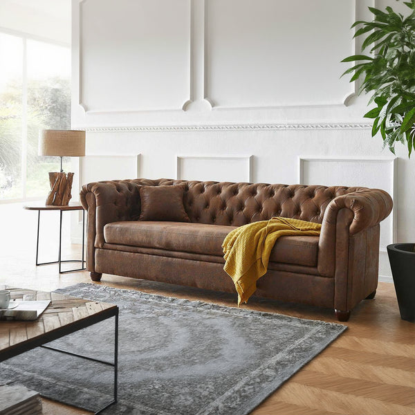 Capri Leather Chesterfield Three Seater Sofa