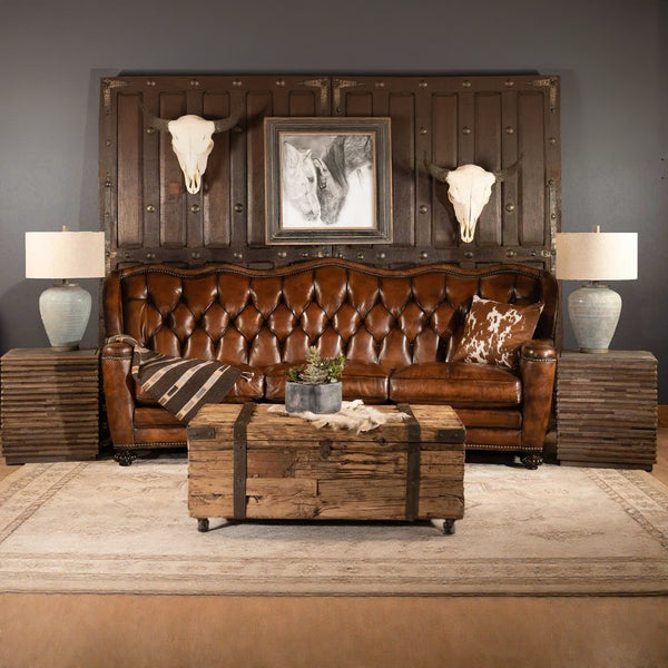 Eva Leather Chesterfield Three Seater Sofa