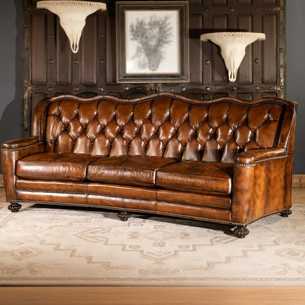 Eva Leather Chesterfield Three Seater Sofa