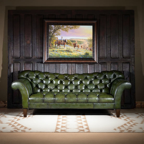 Barrel Leather Chesterfield Three Seater Sofa