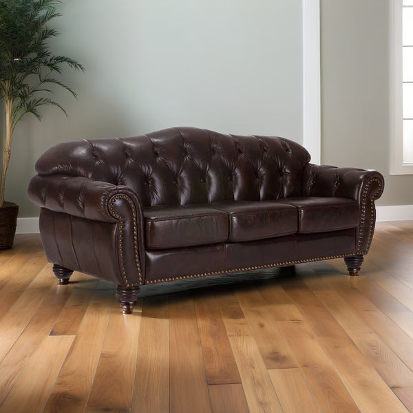 Volta Leather Chesterfield Three Seater Sofa