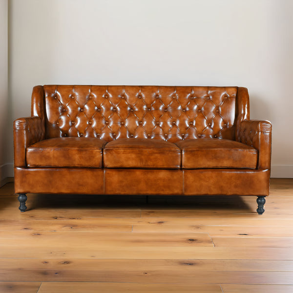 Roslin Leather Chesterfield Three Seater Sofa