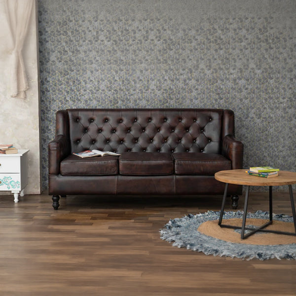Brooklyn Leather Chesterfield Three Seater Sofa