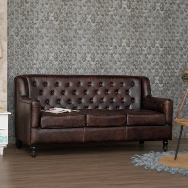 Brooklyn Leather Chesterfield Three Seater Sofa