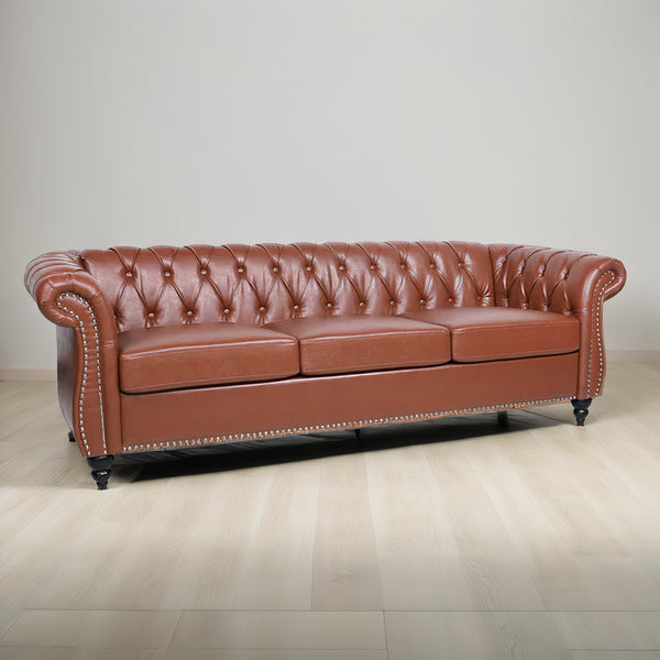 Talia Leather Chesterfield Three Seater Sofa