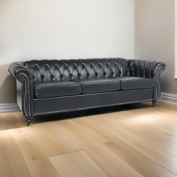 Jenny Leather Chesterfield Three Seater Sofa