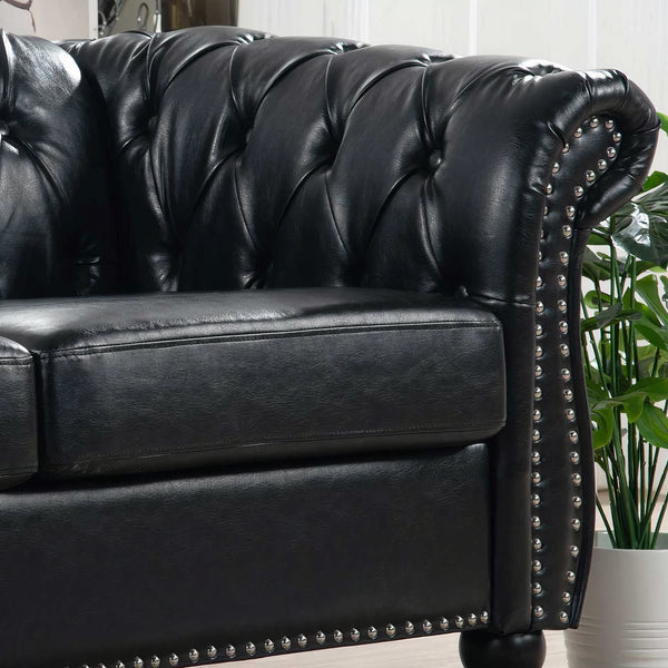 Jenny Leather Chesterfield Three Seater Sofa