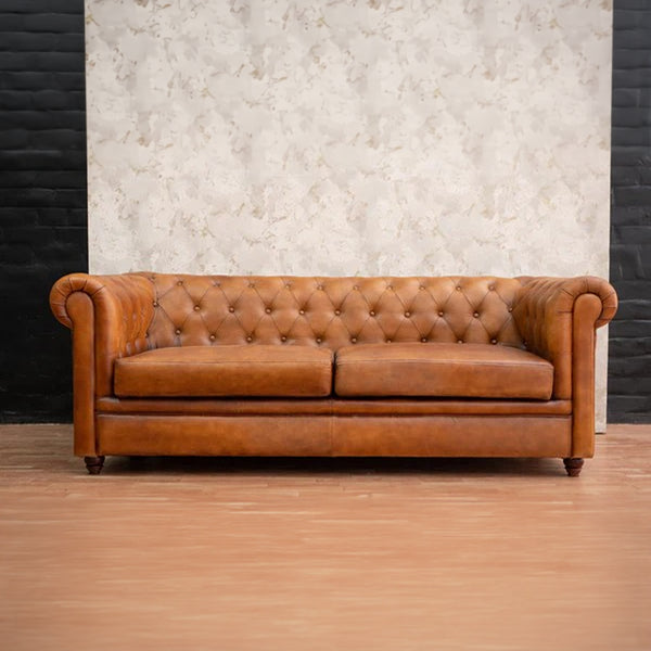 Edward Leather Chesterfield Three Seater Sofa