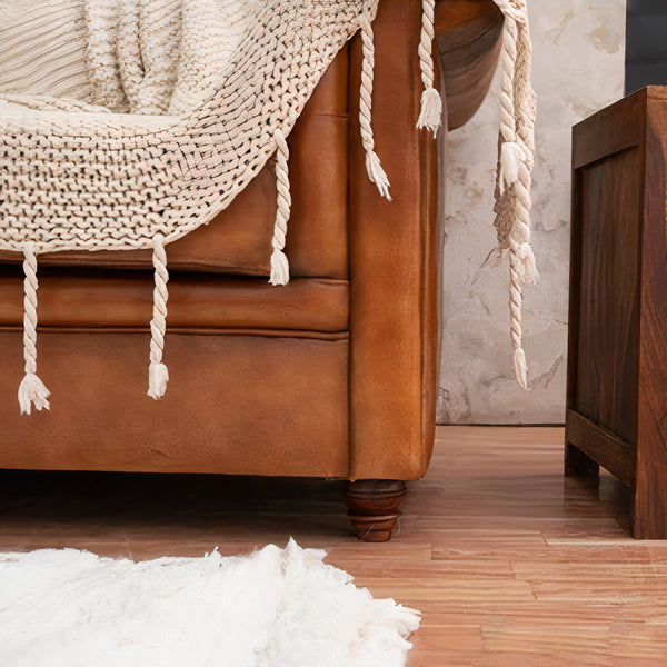 Edward Leather Chesterfield Three Seater Sofa