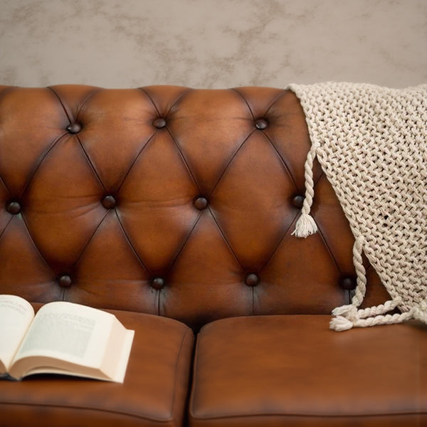 Christopher Leather Chesterfield Three Seater Sofa