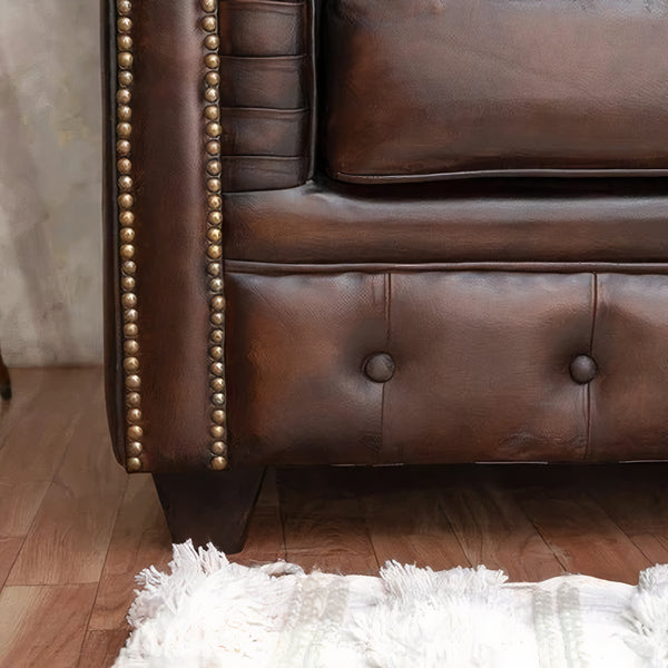 Adela Leather Chesterfield Three Seater Sofa