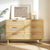 June - Commode 6 tiroirs en bois et cannage L130cm