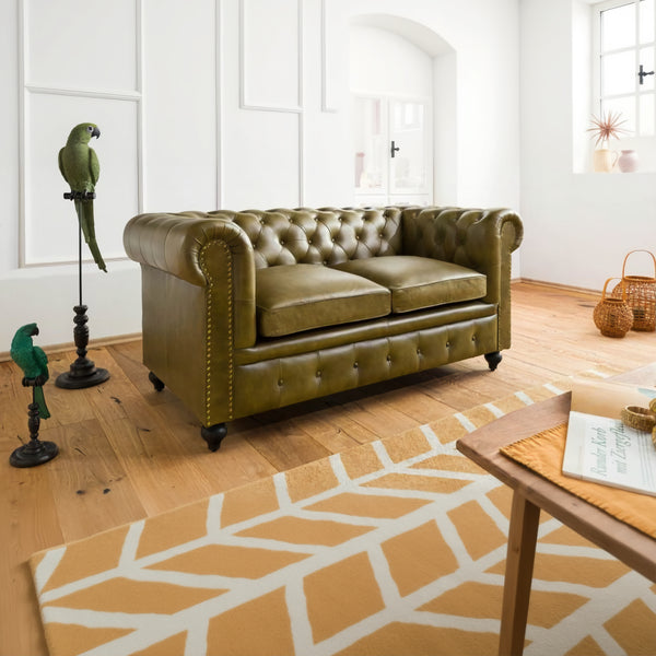 Joss Leather Chesterfield Two Seater Sofa