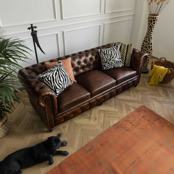 Oxford Leather Chesterfield Three Seater Sofa