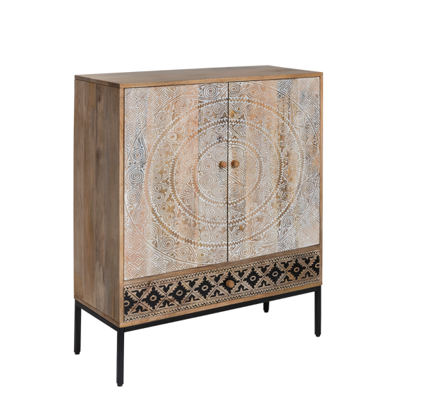 Marc carved mango wood cabinet