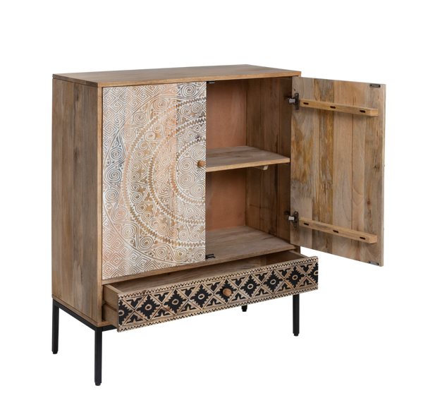 Marc carved mango wood cabinet