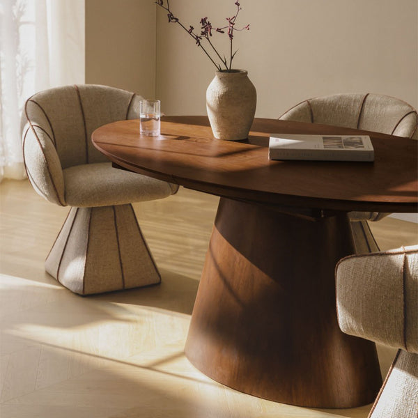 Gala Oval dining table 160-200x100 cm extendable in MDF and veneer Gala