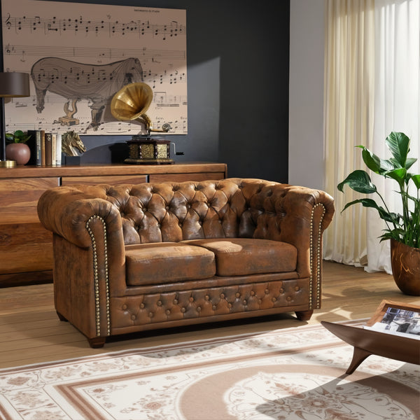 Casper Leather Chesterfield Two Seater Sofa