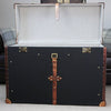 Black Millerain & Leather Console Trunk