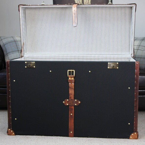 Black Millerain & Leather Console Trunk