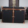Black Millerain & Leather Console Trunk