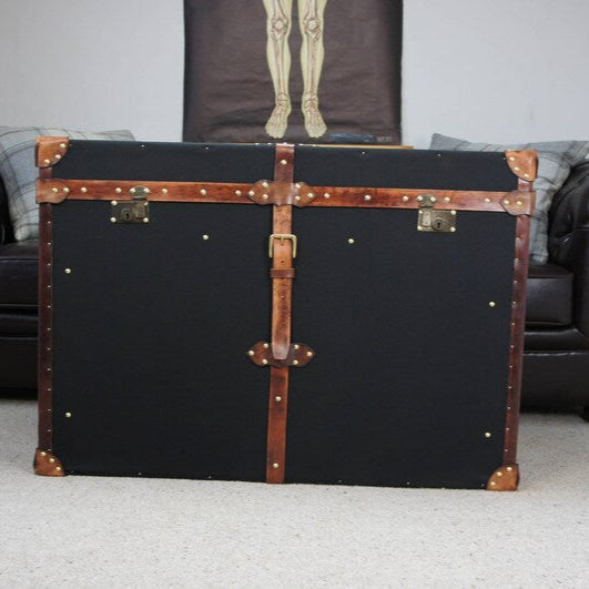 Black Millerain & Leather Console Trunk