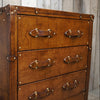 Luxury Tan Leather Tall Set of Drawers