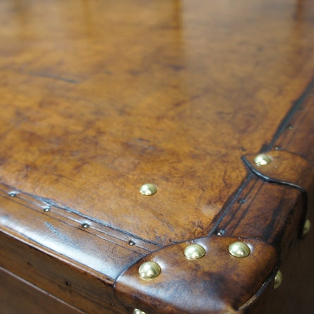 Luxury Tan Leather Tall Set of Drawers