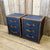 Luxury Pebble Blue Leather Nightstands